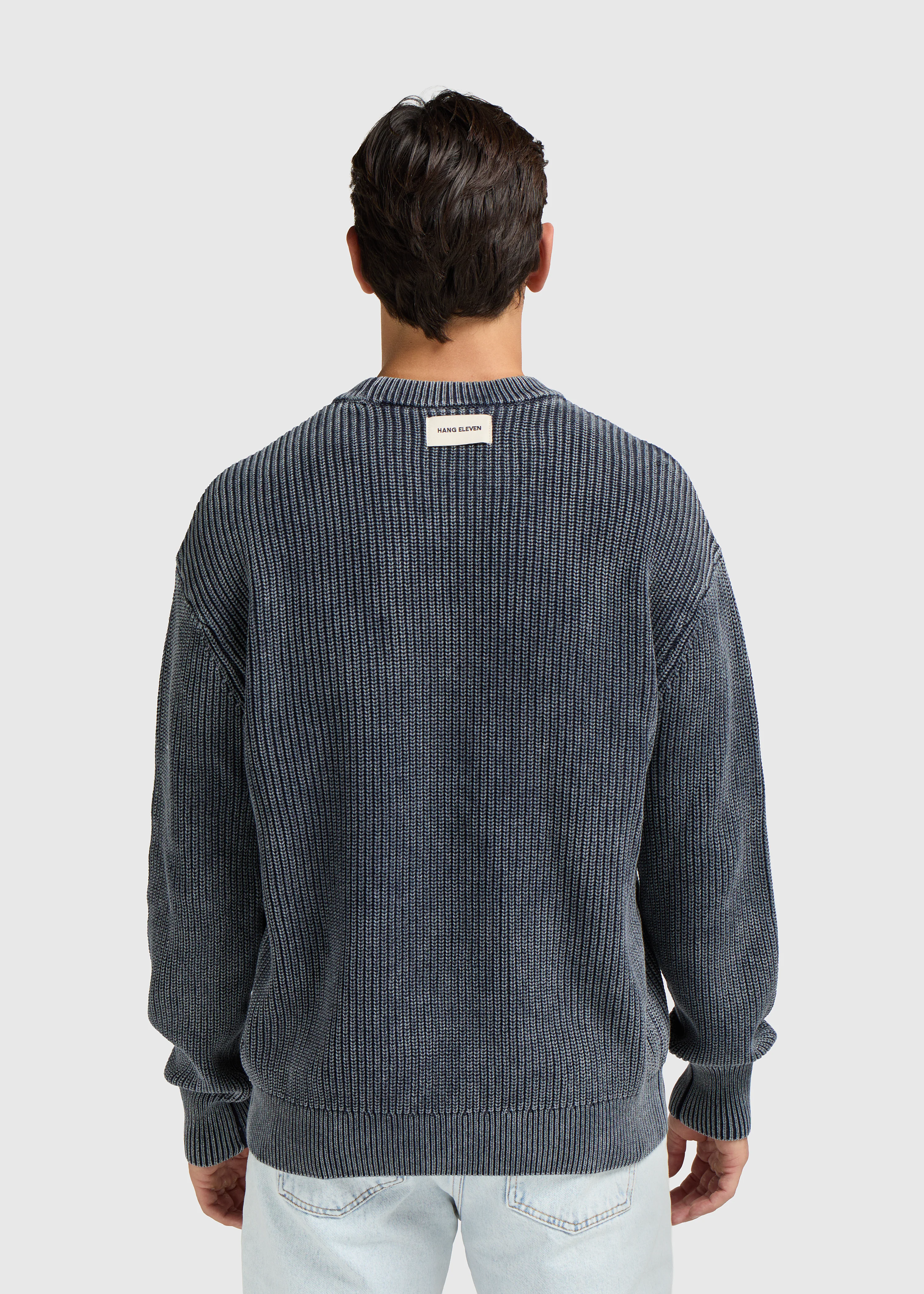 Washed Knit Crewneck - Navy Blue - Image 2