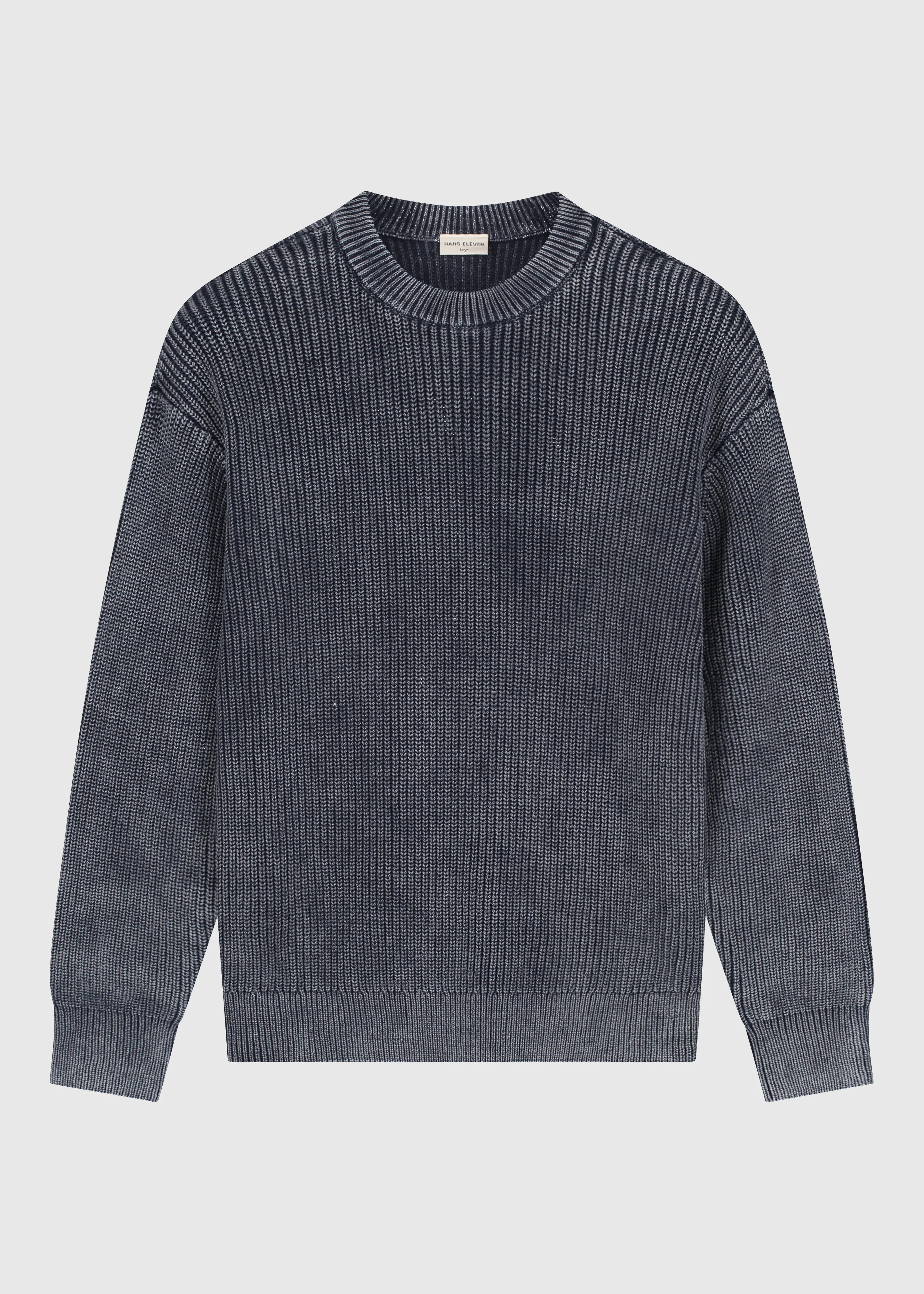 Washed Knit Crewneck - Navy Blue - Image 3