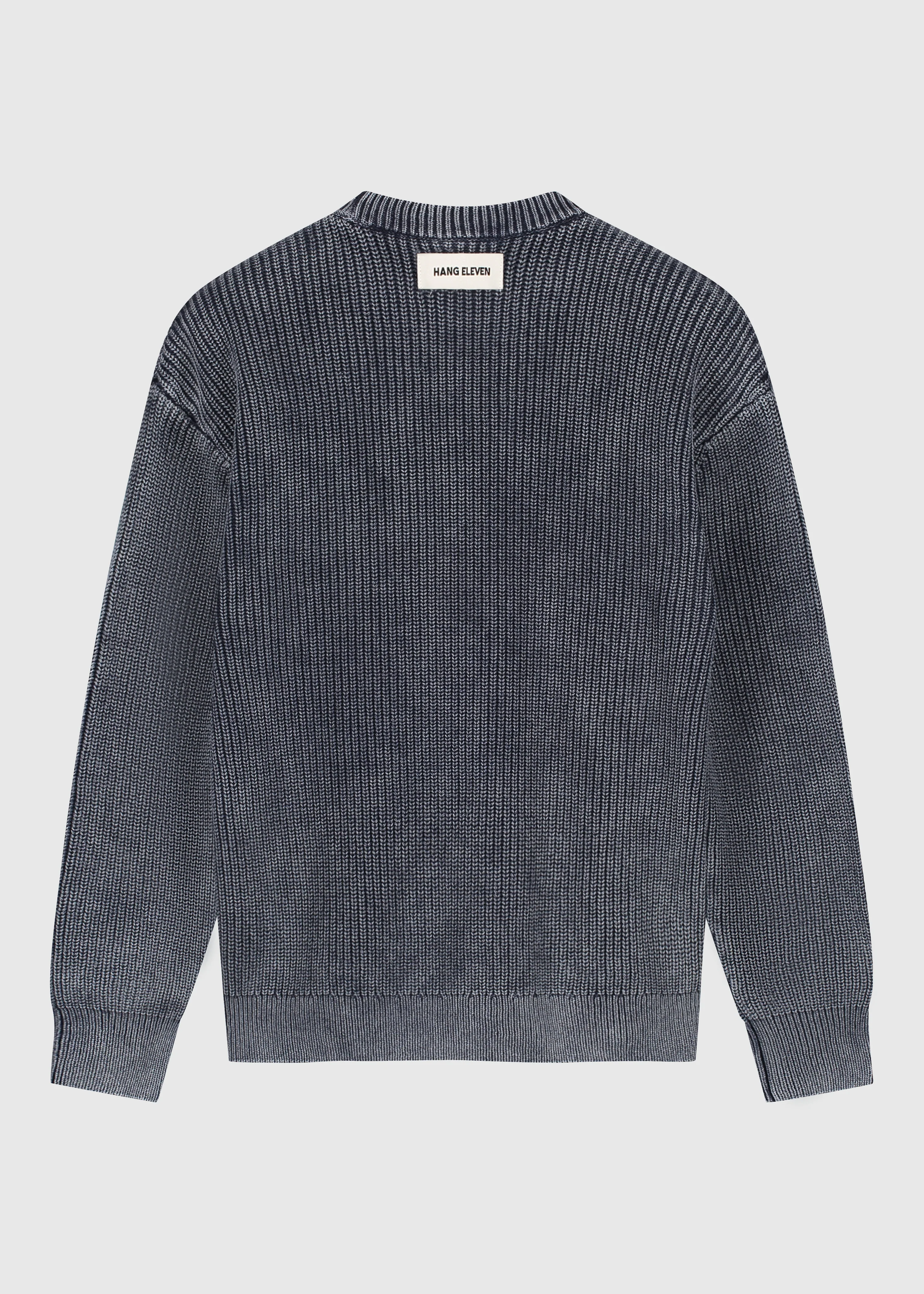 Washed Knit Crewneck - Navy Blue - Image 4