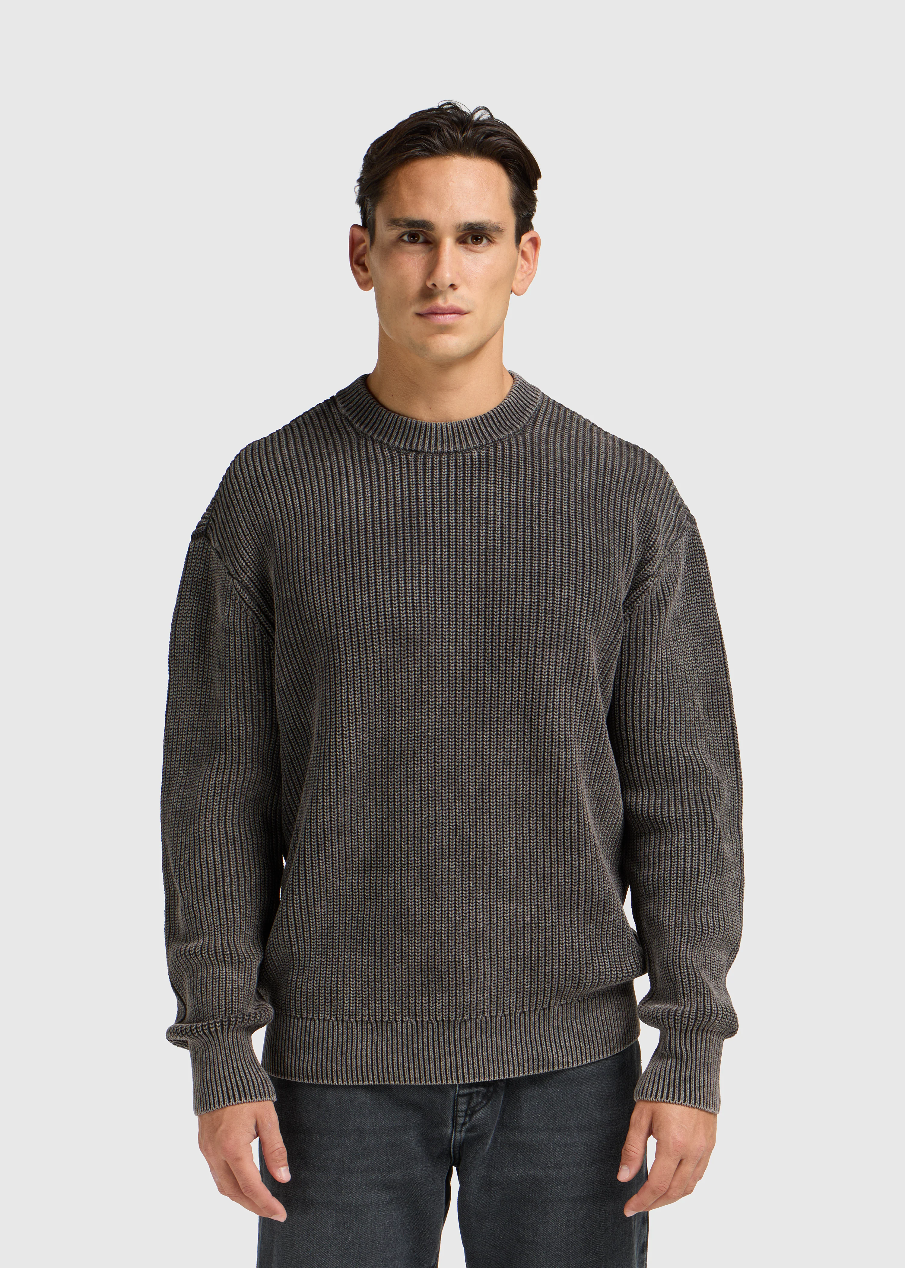 Washed Knit Crewneck - Midnight Black