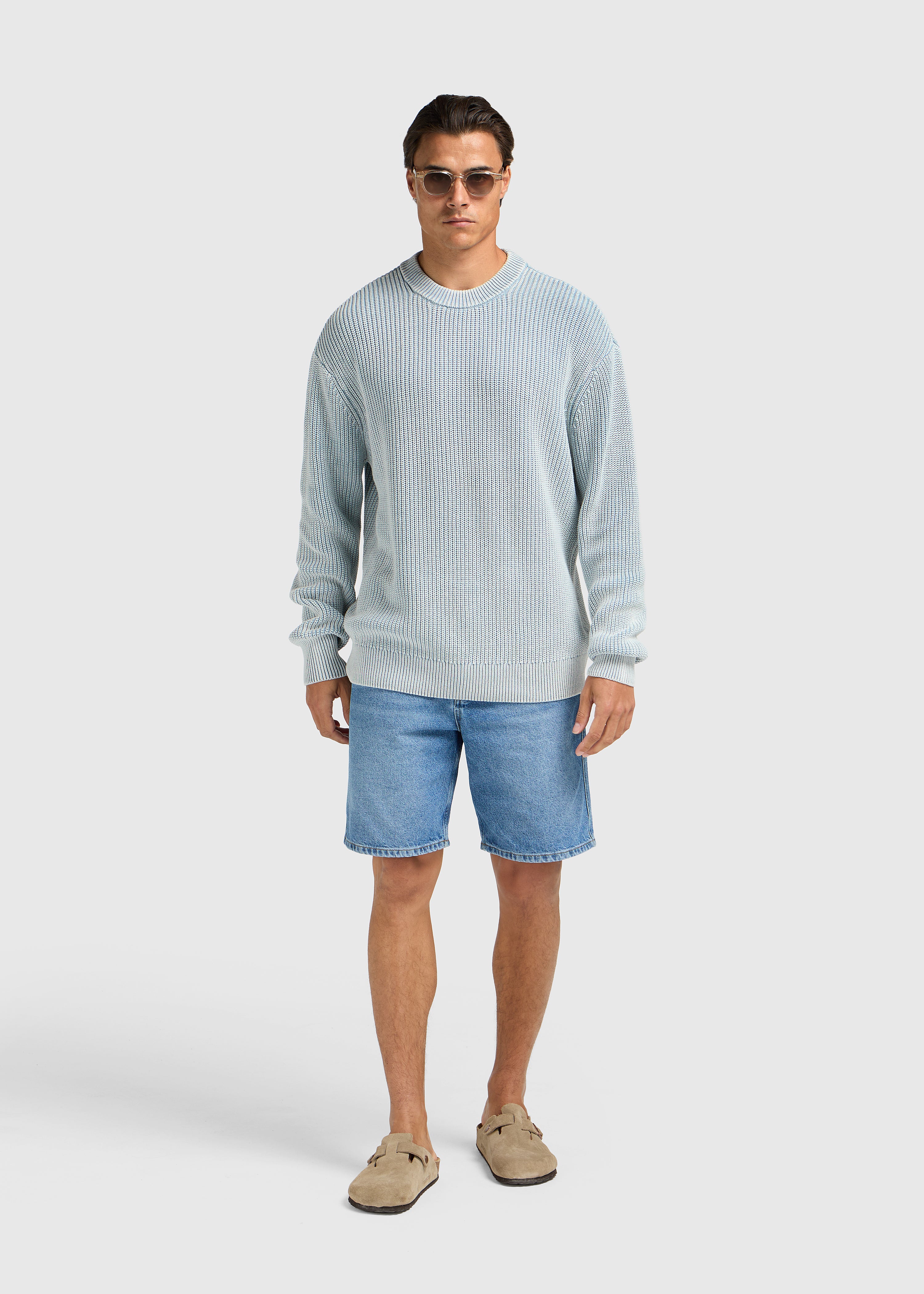 Washed Knit Crewneck - Light Blue - Image 2