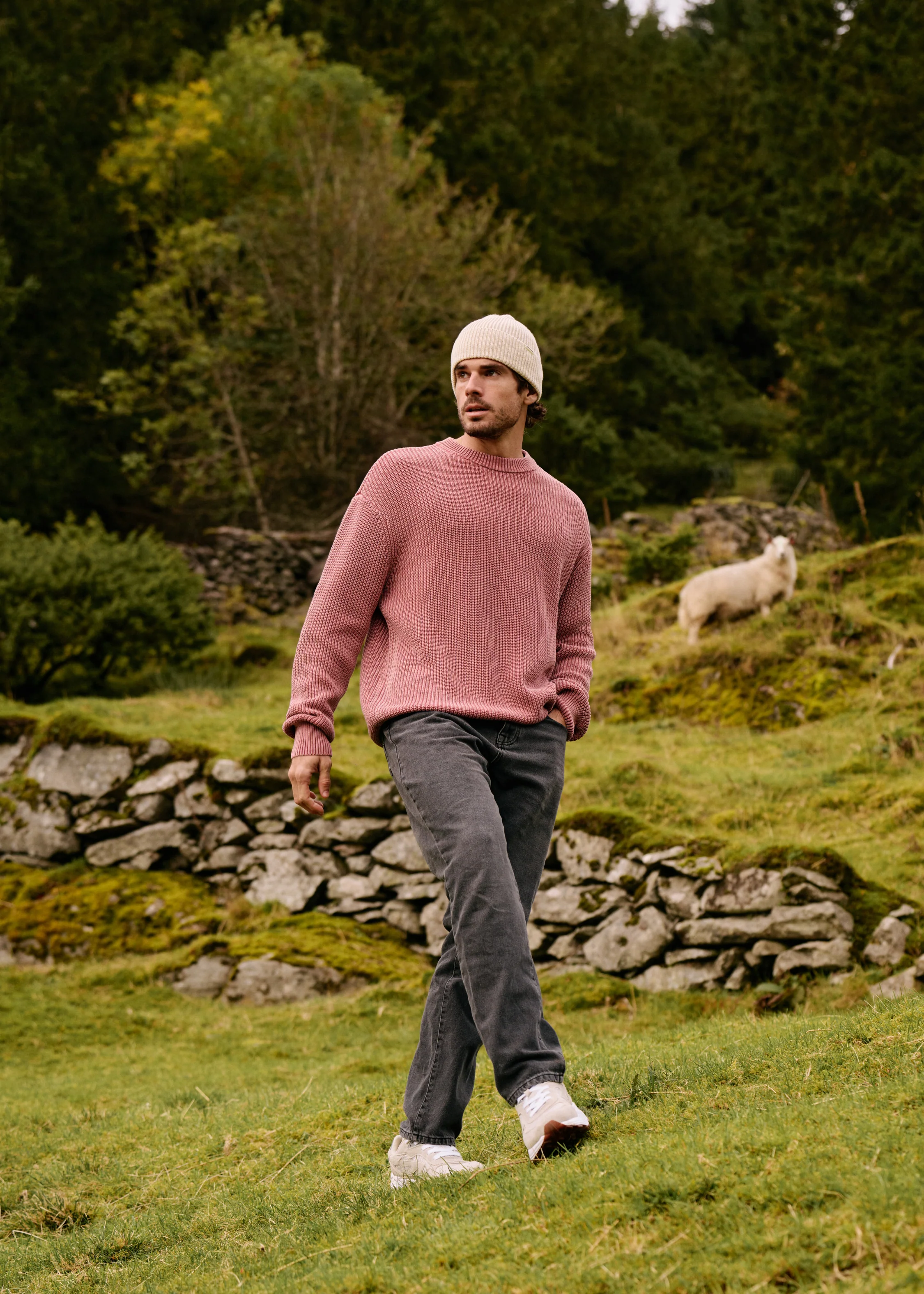 Washed Knit Crewneck - Red - Image 3