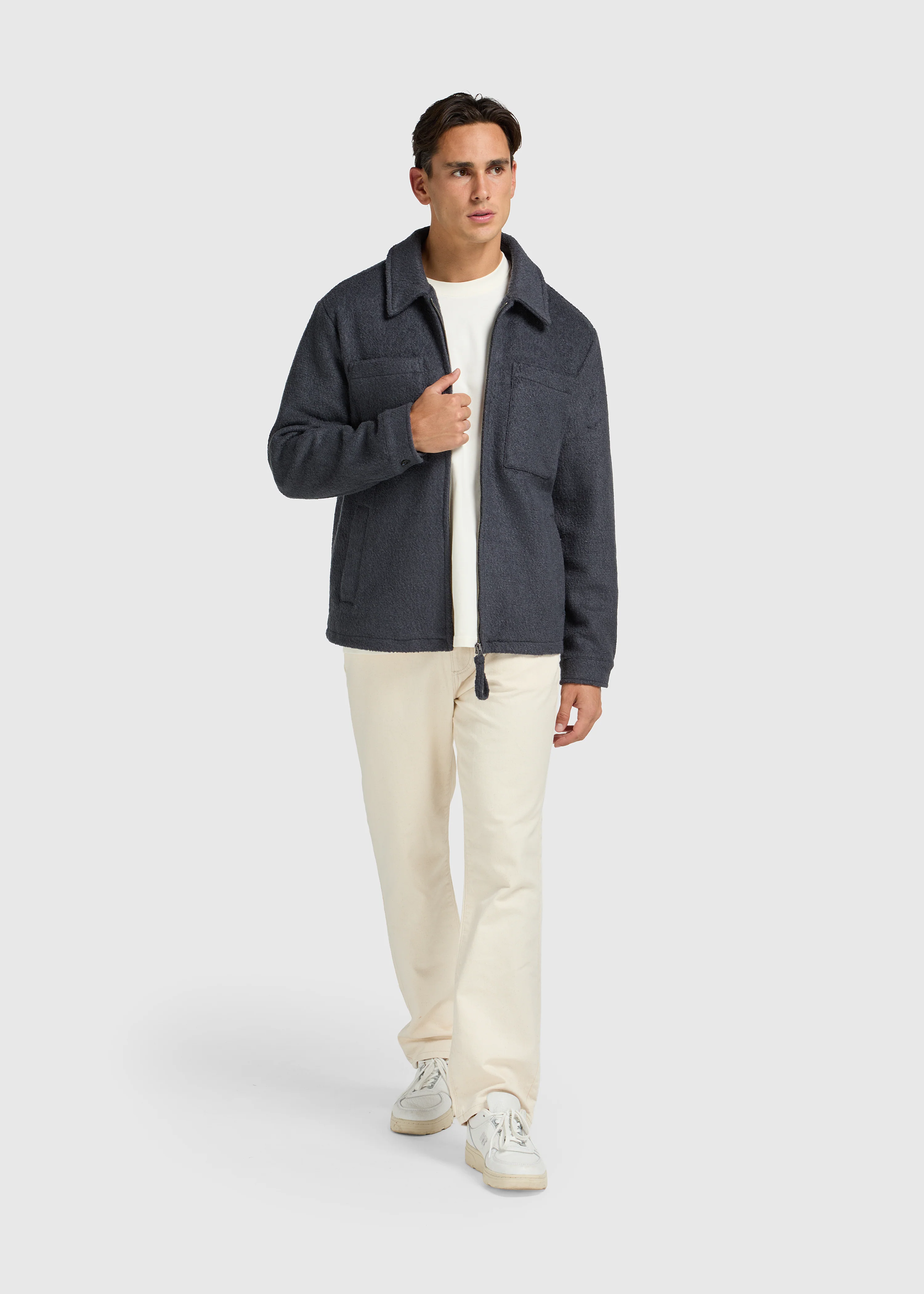 Premium Wool Jacket - Navy Blue - Image 5